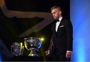 4 November 2016; Dublin footballer Jonny Cooper with his award at the 2016 GAA/GPA Opel All-Stars Awards at the Convention Centre in Dublin. Photo by Ramsey Cardy/Sportsfile