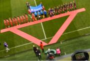 6 November 2016; A television camera captures the teams and officials prior to the Continental Tyres FAI Women's Senior Cup Final game between Shelbourne Ladies and Wexford Youths at Aviva Stadium in Lansdowne Road, Dublin. Photo by Stephen McCarthy/Sportsfile