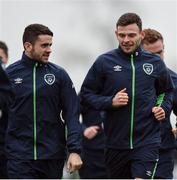 8 November 2016; Andy Boyle, right, and Robbie Brady of Republic of Ireland during squad training at the FAI National Training Centre in the National Sports Campus, Abbotstown, Dublin. Photo by David Maher/Sportsfile