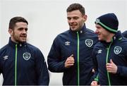 8 November 2016; Andy Boyle, centre, with Robbie Brady, left, and Jonathan Hayes, right, of Republic of Ireland during squad training at the FAI National Training Centre in the National Sports Campus, Abbotstown, Dublin. Photo by David Maher/Sportsfile