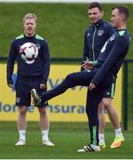 8 November 2016; Daryl Horgan, left, Andy Boyle, centre, and Glenn Whelan of Republic of Ireland during squad training at the FAI National Training Centre in the National Sports Campus, Abbotstown, Dublin. Photo by David Maher/Sportsfile