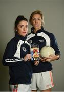 8 November 2016; Cork footballer Eimear Scally, left, and Armagh footballer Caroline O'Hanlon at the launch of the WGPA Mouthguard Partnership with OPRO at Croke Park in Dublin. OPRO will be the supplying the WGPA with Gold standard mouthguards for all members who play Ladies Football ahead of the forthcoming rule change, making it mandatory for all adult players to wear a mouthguard from 1st January 2017. Photo by Ramsey Cardy/Sportsfile