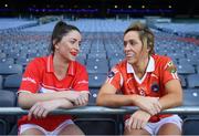 8 November 2016; Cork footballer Eimear Scally, left, and Armagh footballer Caroline O'Hanlon at the launch of the WGPA Mouthguard Partnership with OPRO at Croke Park in Dublin. OPRO will be the supplying the WGPA with Gold standard mouthguards for all members who play Ladies Football ahead of the forthcoming rule change, making it mandatory for all adult players to wear a mouthguard from 1st January 2017. Photo by Ramsey Cardy/Sportsfile