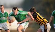 26 March 2011; Paul McCusker, Fermanagh, in action against Paddy Raftice, Kilkenny. Allianz Football League, Division 4, Round 7, Kilkenny v Fermanagh, Conahy Shamrocks GAA Club, Jenkinstown, Co. Kilkenny. Picture credit: Ray McManus / SPORTSFILE