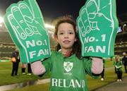26 March 2011; Republic of Ireland supporter Mary Durand, five years old, from Galway City, at the game. EURO2012 Championship Qualifier, Republic of Ireland v Macedonia, Aviva Stadium, Lansdowne Road, Dublin. Picture credit: Matt Browne / SPORTSFILE