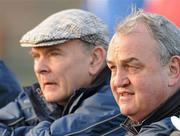 26 March 2011; Former GAA Presidents Nickey Brennan, Kilkenny, and Peter Quinn, Fermanagh, watch the game. Allianz Football League, Division 4, Round 7, Kilkenny v Fermanagh, Conahy Shamrocks GAA Club, Jenkinstown, Co. Kilkenny. Picture credit: Ray McManus / SPORTSFILE