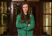 9 November 2016; Claire McLaughlin of Ireland during the 2017 Women's Rugby World Cup Pool Draw at City Hall in Belfast. Photo by Oliver McVeigh/Sportsfile