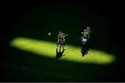 9 November 2016; Aisling Nic Cába of Gaelscoil Bhrian Bóroimhe, Sord, in action against Layla- Blué Ní Cheallaigh of Scoil Oilibhéir, An Chúil Mhín, during the Corn na Laoch final at the Allianz Cumann na mBunscol Finals in Croke Park, Dublin. Photo by Stephen McCarthy/Sportsfile