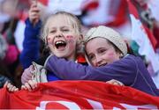 9 November 2016; Belgrove Senior GNS, Clontarf, supporters Roisin O'Neill and Ashling Vickers, right, react during their side's Corn Austin Finn final against St. Patrick's GNS, Hollypark, at the Allianz Cumann na mBunscol Finals in Croke Park, Dublin. Photo by Stephen McCarthy/Sportsfile