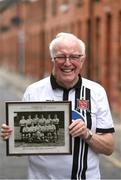 31 October 2016; Former Dundalk player Joe Martin, holding a team photograph of the 1952 FAI Cup winning team, poses for a portrait at Oriel Park in Dundalk, Co.Louth. Photo by David Maher/Sportsfile