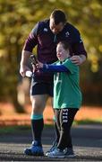 10 November 2016; Jennifer Malone, from Clane, Co Kildare, with Cian Healy of Ireland before squad training at Carton House in Maynooth, Co. Kildare.  Photo by Matt Browne/Sportsfile