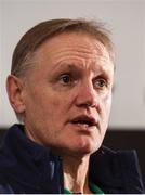 10 November 2016; Ireland head coach Joe Schmidt during an Ireland Rugby Squad Press Conference at Carton House in Maynooth, Co. Kildare.  Photo by Matt Browne/Sportsfile