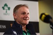 10 November 2016; Ireland head coach Joe Schmidt during an Ireland Rugby Squad Press Conference at Carton House in Maynooth, Co. Kildare.  Photo by Matt Browne/Sportsfile