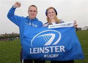27 March 2011; Leinster supporters Jerrod Bromley and Alison Moore, from Stepaside, Dublin, ahead of the Dragons v Leinster Celtic League game in Rodney Parade, Newport, Wales. Picture credit: Steve Pope / SPORTSFILE