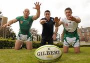 28 March 2011; Hugh Hogan, left, David Mongan and Simon Keogh, right, at the launch of the 'Shamrock Warriors' as the first recognised 7's rugby club in Ireland. Hampton Hotel, Morehampton Road, Donnybrook, Dublin. Photo by Sportsfile