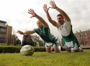 28 March 2011; Hugh Hogan, left, and Simon Keogh, at the launch of the 'Shamrock Warriors' as the first recognised 7's rugby club in Ireland. Hampton Hotel, Morehampton Road, Donnybrook, Dublin. Photo by Sportsfile