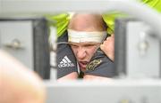 29 March 2011; Munster's Paul O'Connell in action during scrum practice during squad training ahead of their Celtic League match against Leinster on Saturday. Munster Rugby Squad Training, CIT, Bishopstown, Cork. Picture credit: Diarmuid Greene / SPORTSFILE