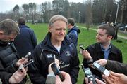 29 March 2011; Leinster head coach Joe Schmidt speaks to the press before squad training ahead of their Celtic League match against Munster on Saturday. Leinster Rugby Squad Training and Press Briefing, UCD, Belfield, Dublin. Picture credit: Brian Lawless / SPORTSFILE