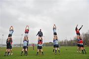 29 March 2011; Leinster forwards practice their lineout during squad training ahead of their Celtic League match against Munster on Saturday. Leinster Rugby Squad Training and Press Briefing, UCD, Belfield, Dublin. Picture credit: Brian Lawless / SPORTSFILE