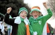 29 March 2011; Republic of Ireland supporters Tom Lohan, left, and Daniel Brooks, from Bagenalstown, Co. Carlow, at the game. International Friendly, Republic of Ireland v Uruguay, Aviva Stadium, Lansdowne Road, Dublin. Photo by Sportsfile