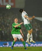 29 March 2011; Corry Evans, Northern Ireland, in action against Bojan Jokic, Slovenia. EURO2012 Championship Qualifier, Northern Ireland v Slovenia, Windsor Park, Belfast, Co. Antrim. Picture credit: Oliver McVeigh / SPORTSFILE