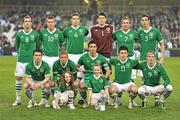 29 March 2011; The Republic of Ireland team, back row, left to right, Keith Fahey, James McCarthy, Darren O'Dea, Keiren Westwood, Liam Lawrence and Ciaran Clark. Front row, left to right, Kevin Foley, Paul Green, Stephen Kelly, Shane Long, and Andy Keogh. International Friendly, Republic of Ireland v Uruguay, Aviva Stadium, Lansdowne Road, Dublin. Picture credit: David Maher / SPORTSFILE