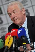 30 March 2011; Republic of Ireland manager Giovanni Trapattoni speaking during a press conference following last night's international friendly game against Uruguay. Republic of Ireland Press Conference, Clarion Hotel, Dublin Airport, Dublin. Picture credit: David Maher / SPORTSFILE