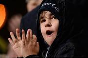 11 November 2016; Sean Quilter, aged 9, from Castletroy, Limerick, celebrates his side's first try during the match between Munster and the New Zealand Maori All Blacks at Thomond Park in Limerick. Photo by Diarmuid Greene/Sportsfile