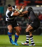 11 November 2016; Taqele Naiyaravoro of Barbarians is tackled by Waisea Nayacelevu of Fiji during the Representative Fixture match between Barbarians and Fiji at the Kingspan Stadium in Belfast. Photo by Oliver McVeigh/Sportsfile