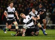 11 November 2016; Ruan Ackermann of Barbarians is tackled by Leeroy Atalifo of Fiji during the Representative Fixture match between Barbarians and Fiji at the Kingspan Stadium in Belfast. Photo by Oliver McVeigh/Sportsfile