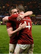 11 November 2016; Tommy O'Donnell and John Madigan of Munster embrace after the match between Munster and the New Zealand Maori All Blacks at Thomond Park in Limerick. Photo by Diarmuid Greene/Sportsfile