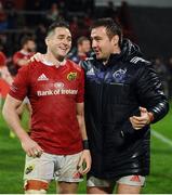 11 November 2016; Ronan O'Mahony and Niall Scannell of Munster after the match between Munster and the New Zealand Maori All Blacks at Thomond Park in Limerick. Photo by Diarmuid Greene/Sportsfile