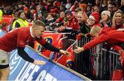11 November 2016; Andrew Conway of Munster greets supporters after the match between Munster and the New Zealand Maori All Blacks at Thomond Park in Limerick. Photo by Diarmuid Greene/Sportsfile
