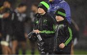 11 November 2016; Tony and Dan Foley leave the pitch after being presented with a jersey by the Maori All Black captain Ash Dixon in memory of their late father, the Munster head coach Anthony Foley, before the match between Munster and the New Zealand Maori All Blacks at Thomond Park in Limerick. Photo by Brendan Moran/Sportsfile
