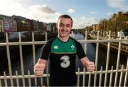 12 November 2016; Ireland fan Shane McGuinness from Co. Wexford pictured on the Ha'Penny Bridge ahead of the Autumn International match between Ireland and Canada at the Aviva Stadium in Dublin.