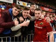 11 November 2016; John Foley of Munster celebrates with supporters after the match between Munster and the New Zealand Maori All Blacks at Thomond Park in Limerick. Photo by Diarmuid Greene/Sportsfile