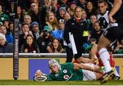 12 November 2016; Luke Marshall of Ireland scores his side's second try during the Autumn International match between Ireland and Canada at the Aviva Stadium in Dublin. Photo by Seb Daly/Sportsfile