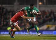12 November 2016; Niyi Adeolokun of Ireland is tackled by Conor Trainor of Canada during the Autumn International match between Ireland and Canada at the Aviva Stadium in Dublin. Photo by Ramsey Cardy/Sportsfile