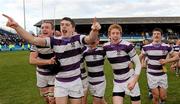 17 March 2011; Clongowes Wood College SJ players, including Conor Gilsenan, Nick McCarthy and Harry Burns celebrate their side's victory. Powerade Leinster Schools Senior Cup Final, Cistercian College Roscrea v Clongowes Wood College SJ, RDS, Ballsbridge, Dublin. Picture credit: Stephen McCarthy / SPORTSFILE