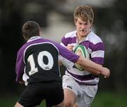 31 March 2011; Sean Mulholland, Clongowes Wood College SJ, is tackled by Jordan Lynch, Terenure College. Senior Seconds Division 1 Final, Terenure College v Clongowes Wood College SJ, Castleknock College, Castleknock, Co. Dublin. Picture credit: Stephen McCarthy / SPORTSFILE