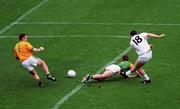 2 August 1998; Kildare's Bryan Murphy shoots past Meath's Donal Curtis and goalkeeper Conor Martin to score his side's goal during the Bank of Ireland Leinster Senior Football Championship Final match between Kildare and Meath at Croke Park in Dublin. Photo by Damien Eagers/Sportsfile