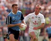 21 June 1998; Ciaran Whelan of Dublin in action against Willie McCreery of Kildare during the Bank of Ireland Leinster Senior Football Championship Quarter-Final Replay match between Kildare and Dublin at Croke Park in Dublin. Photo by David Maher/Sportsfile