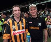 5 July 1998; DJ Carey of Kilkenny with manager Kevin Fennelly after the Guinness Leinster Senior Hurling Championship Final match between Kilkenny and Offaly at Croke Park in Dublin. Photo by Ray McManus/Sportsfile