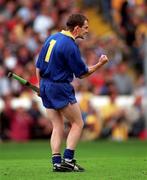 14 September 1997; Clare goalkeeper David Fitzgerald urges on his team-mates during the Guinness All-Ireland Senior Hurling Championship Final between Clare and Tipperary at Croke Park in Dublin. Photo by Matt Browne/Sportsfile