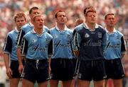 21 June 1998; Dublin players stand for the National Anthem, Amhrán na bhFiann, during the Bank of Ireland Leinster Senior Football Championship Quarter-Final Replay match between Kildare and Dublin at Croke Park in Dublin. Photo by David Maher/Sportsfile