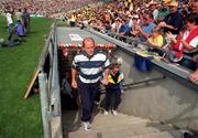 10 August 1997; Clare manager Ger Loughnane walks out ahead of the Guinness All-Ireland Senior Hurling Championship Semi-Final match between Clare and Kilkenny at Croke Park in Dublin. Photo by Brendan Moran/Sportsfile