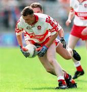 28 June 1998; Dermot Dougan of Derry during the Bank of Ireland Ulster Senior Football Championship Semi-Final match between Armagh and Derry at St Tiernach's Park in Clones, Monaghan. Photo by David Maher/Sportsfile