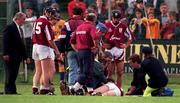 12 July 1997; Joe Rabbitte of Galway receives attention for an injury during the Guinness Connacht Senior Hurling Championship Final match between Roscommon and Galway at Athleague in Roscommon. Photo by Ray McManus/Sportsfile