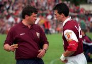 19 July 1998; Galway manager John O'Mahony gives Padraic Joyce some advice prior to the Bank of Ireland Connacht Senior Football Championship Final between Galway and Roscommon at Tuam Stadium in Tuam, Galway. Photo by Damien Eagers/Sportsfile