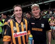 5 July 1998; Kilkenny's DJ Carey with manager Kevin Fennelly following the Guinness Leinster Senior Hurling Championship Final between Kilkenny and Offaly at Croke Park in Dublin. Photo by Ray McManus/Sportsfile